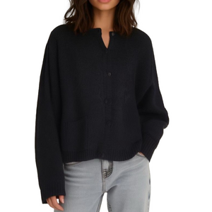 Vintage Black Balaban Button Down Cardigan Black Oversized Pockets Textured Knit